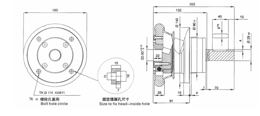 FLO/FLW28法兰型安全卡盘机械图纸